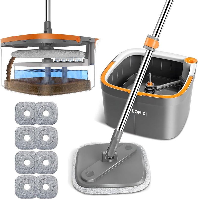 BOMIDI Mop and Bucket Set, Spin Mop with Separate Dirty Water System, Deep-Cleaning Mops for Floors, Versatile Mops for Walls - Image 1